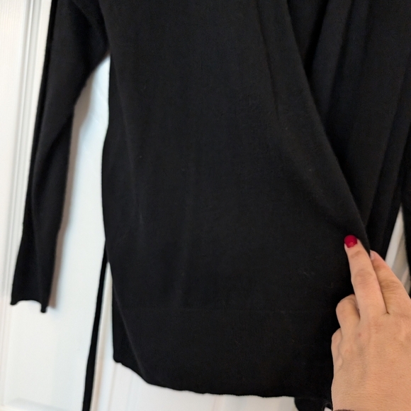 LAURIE FELT Cashmere Blend Open Front Belted Cardigan Sweater - Picture 2 of 6